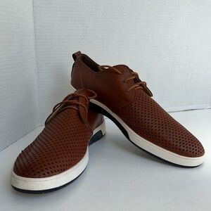 Merkmak Brown Perforated Shoes 11 Casual Dress British Style Breathable Comfort.